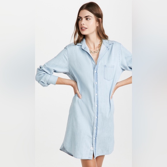 Frank & Eileen Light Blue Shirt Dress - Picture 1 of 12